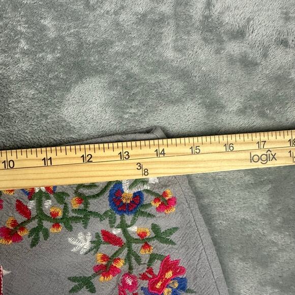 Umgee Embroidered Floral Bird Mini Skirt Womens Small Gray Boho A-Line C1088 - Picture 6 of 6